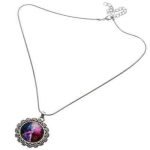 Galaxy Sky Nebula Space Glass Cabochon Silver Alloy Pendant Necklace - Image 2