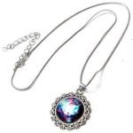 Galaxy Sky Nebula Space Glass Cabochon Silver Alloy Pendant Necklace - Image 5