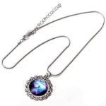 Galaxy Sky Nebula Space Glass Cabochon Silver Alloy Pendant Necklace - Image 6