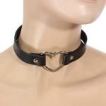 Punk Heart Button Leather Choker Collar Necklace Handmade Jewelry for Women - Image 2