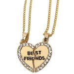 Rhinestone Broken Heart Double Parts Best Friend Pendant Necklaces - Image 2