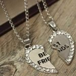 Rhinestone Broken Heart Double Parts Best Friend Pendant Necklaces - Image 6